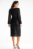 Sequin Envelope Dress with Side Ties and Matching Belt