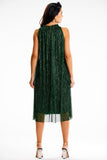 Lightweight Midi Dress with Decorative Collar & Belt