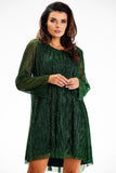 Elegant Mesh Dress with Satin Lining and Flowing Sleeves