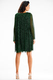 Elegant Mesh Dress with Satin Lining and Flowing Sleeves