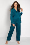 Elegant Long-Sleeve Women's Pajama Set with Satin Trim
