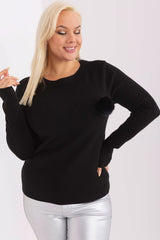 Elegant Women's Long Sleeve Sweater with Pom-Pom Detail - black / L/XL