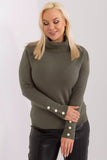 Elegant Turtleneck Sweater with Decorative Cuff Buttons