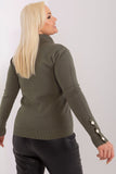 Elegant Turtleneck Sweater with Decorative Cuff Buttons
