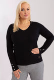 Elegant Women's Sweater with V-Neck and Button Cuffs