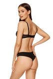 Classic Black Thong with Smooth Double Elastic Tulle