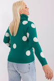 Chic Turtleneck Sweater with Decorative Large Dots