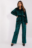 Casual Velour Set with Button-Up Shirt and Wide-Leg Pants