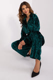 Casual Velour Set with Button-Up Shirt and Wide-Leg Pants