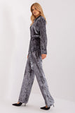 Casual Velour Set with Button-Up Shirt and Wide-Leg Pants
