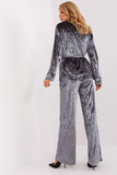Casual Velour Set with Button-Up Shirt and Wide-Leg Pants
