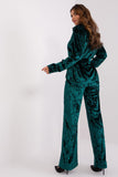 Casual Velour Set with Button-Up Shirt and Wide-Leg Pants
