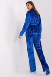 Casual Velour Set with Wide-Leg Pants and Tie Belt