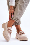 Fashionable Eco Leather Moccasins with Decorative Chain