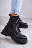 Stylish Eco-Leather Women's Boots with Lacing & Zipper