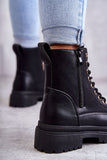Stylish Eco-Leather Women's Boots with Lacing & Zipper