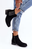Eco-Suede Ankle Boots with Sequins and Insulated Comfort