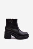 Stylish Eco Leather Women's Platform Heeled Boots with Fur