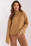 Elegant Long Sleeve Turtleneck Sweater with Buttons