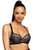 Elegant Black Mesh Push-Up Bra with Gold Accents