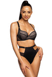 Elegant Black Mesh Push-Up Bra with Gold Accents