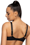 Elegant Black Mesh Push-Up Bra with Gold Accents