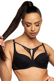 Lace-Trimmed Black Push-Up Bra with Detachable Straps