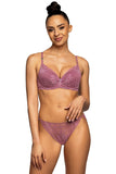 Elegant Lace Push-Up Bra with Floral Motif in Pink