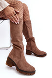 Stylish Eco-Suede Knee-High Women's Boots with Zipper