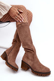 Stylish Eco-Suede Knee-High Women's Boots with Zipper