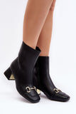 Eco Leather Women's Boots with Zipper & Gold Detailing