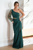 Elegant Asymmetrical Sequin One-Shoulder Dress with Slit