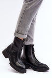 Eco Leather Women's Flat Heel Ankle Boots with Zipper