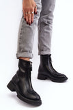 Eco Leather Women's Flat Heel Ankle Boots with Zipper