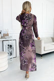 Pleated Chiffon Dress with Envelope Neckline and Belt