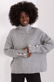 Elegant Long Sleeve Turtleneck Sweater with Buttons
