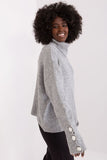 Elegant Long Sleeve Turtleneck Sweater with Buttons