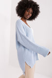 Two-Tone Sweater with Heart Neckline and Side Slits