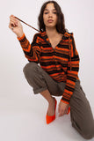 Casual Striped Zip-Up Sweater with Hood for Women