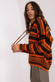 Casual Striped Zip-Up Sweater with Hood for Women