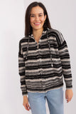 Casual Hooded Striped Sweater with Zipper Detail