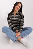 Casual Hooded Striped Sweater with Zipper Detail
