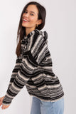 Casual Hooded Striped Sweater with Zipper Detail