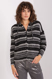 Stylish Striped Hooded Sweater with Zipper Closure