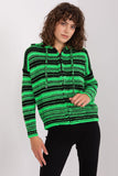 Striped Hooded Sweater with Zipper and Long Sleeves