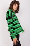 Striped Hooded Sweater with Zipper and Long Sleeves