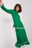 Knitted Sweater and Skirt Set with Contrasting Details