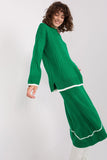 Knitted Sweater and Skirt Set with Contrasting Details
