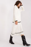 Stylish Knitted Set with Contrasting Details and Midi Skirt
