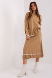 Fashionable Knitted Sweater and Skirt Set with Contrast Details